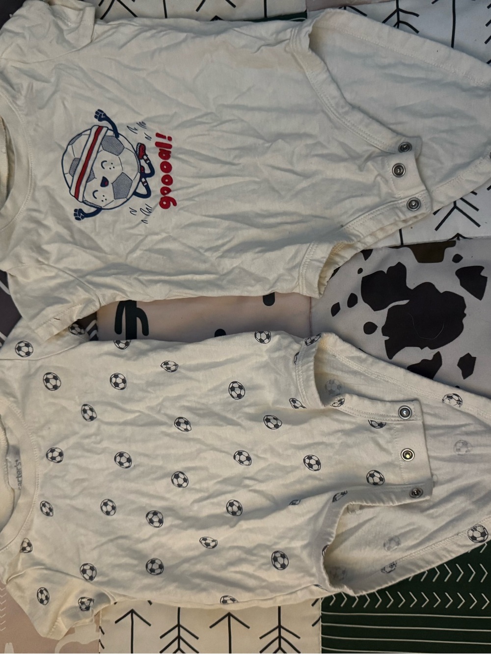 Carter's White Short-Sleeve Soccer Graphic Bodysuit Duo